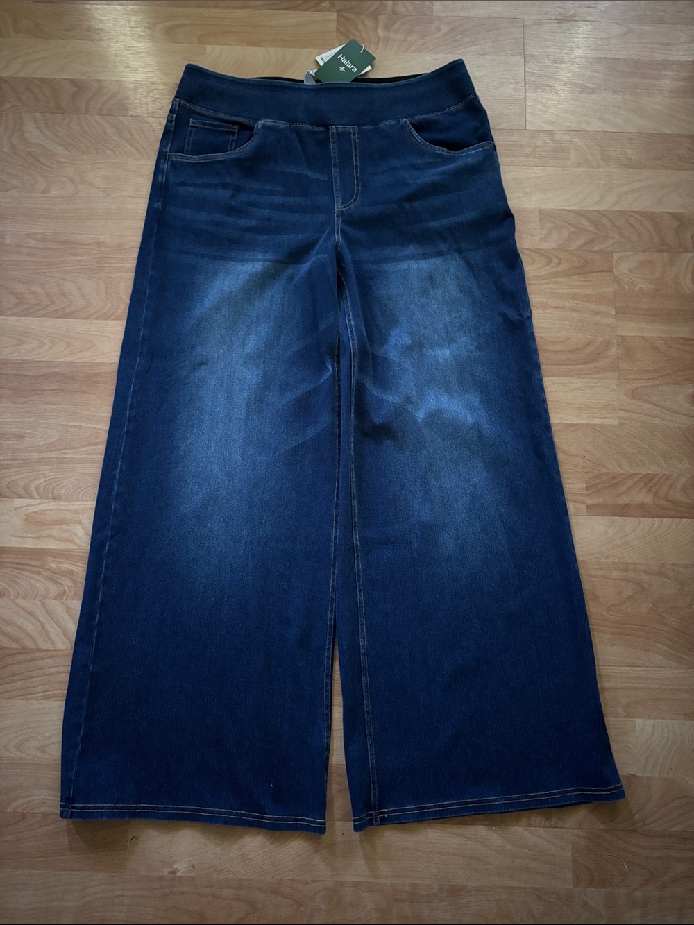 HALARA Dark Blue Wide Leg Pull-On Jeans